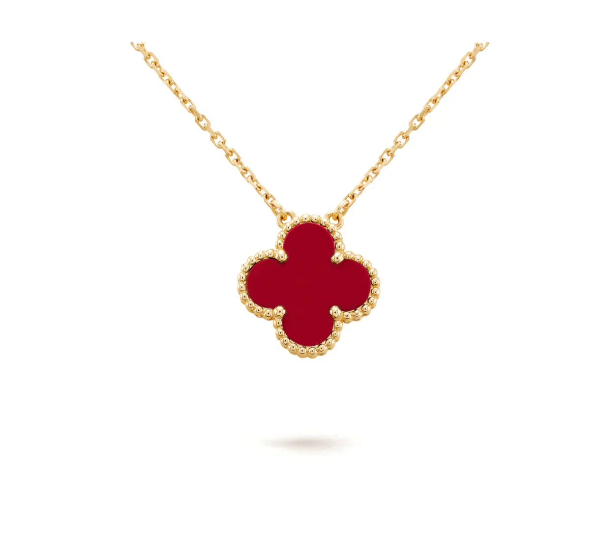 [Am jewelry]CLOVER 15MM CARNELIAN SINGLE FLOWER NECKLACE