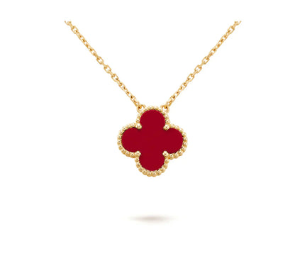 [Am jewelry]CLOVER 15MM CARNELIAN SINGLE FLOWER NECKLACE