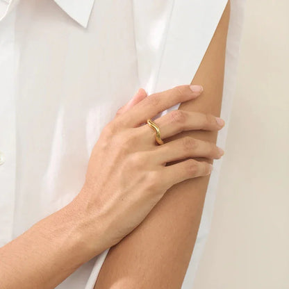 [AM Jewels]Lunaria Gold Wave Ring