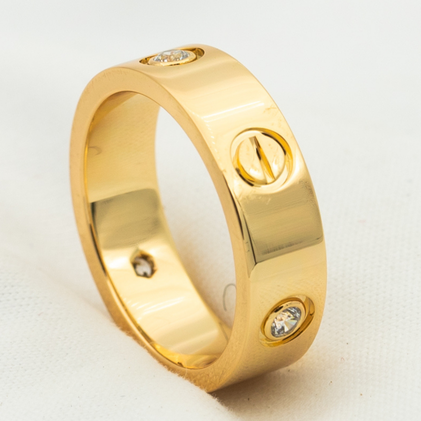 [Am jewelry]LOVE RING 5.5MM 3 DIAMONDS PINK GOLD