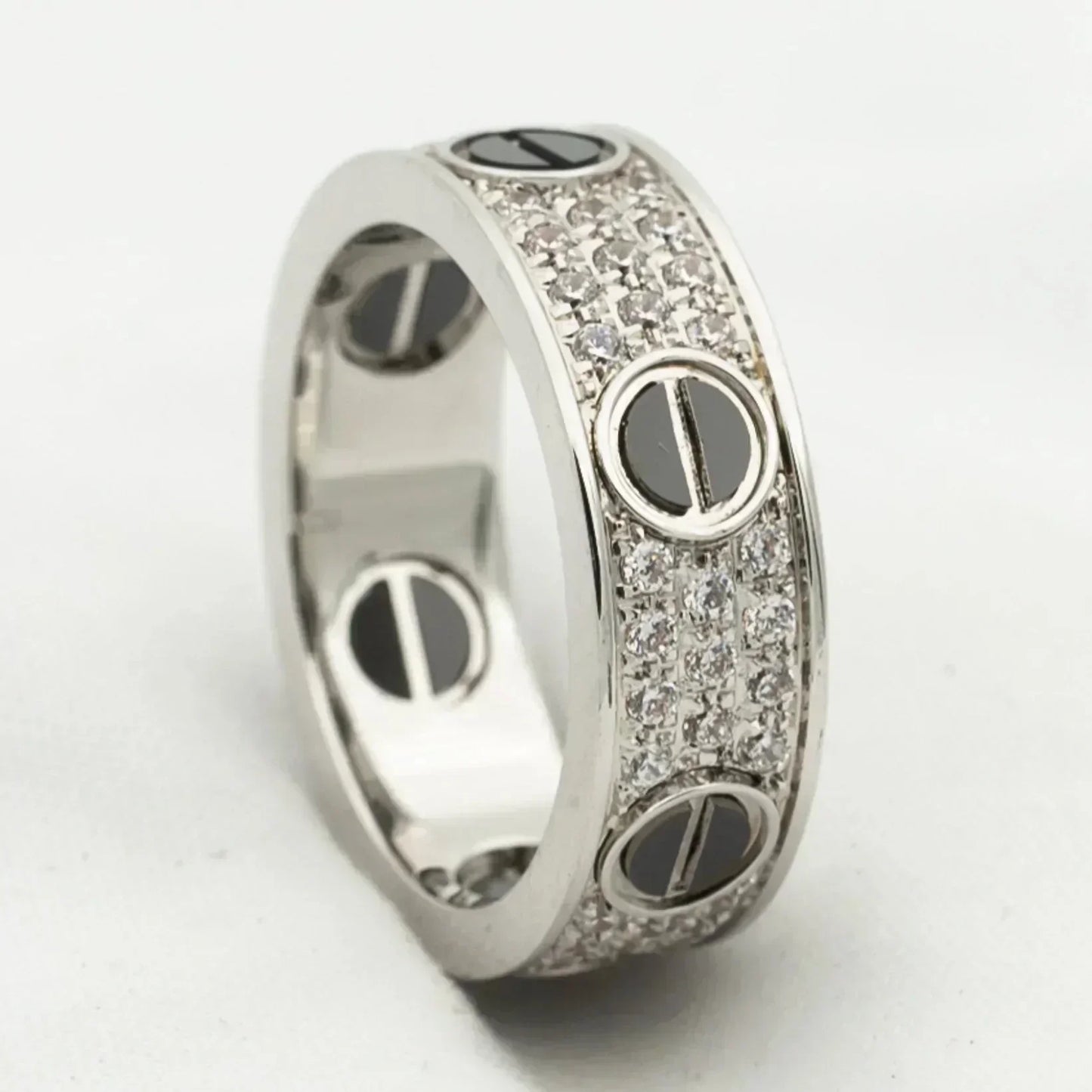 [Am jewelry]LOVE RING 5.5MM DIAMONDS PAVED CERAMIC