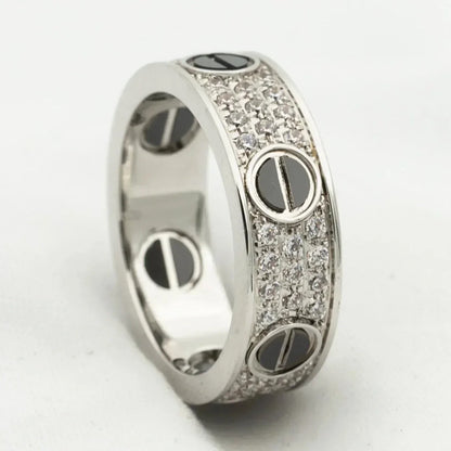 [Am jewelry]LOVE RING 5.5MM DIAMONDS PAVED CERAMIC