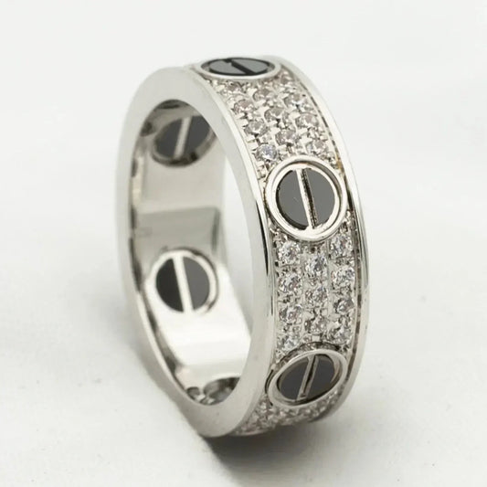 [Am jewelry]LOVE RING 5.5MM DIAMONDS PAVED CERAMIC
