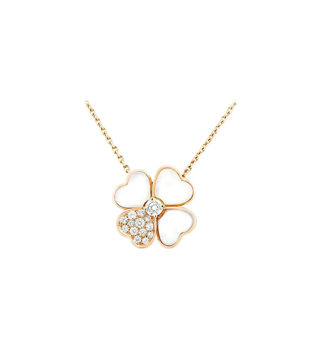 [Am jewelry]CLOVER MOP DIAMOND ROSE GOLD NECKLACE