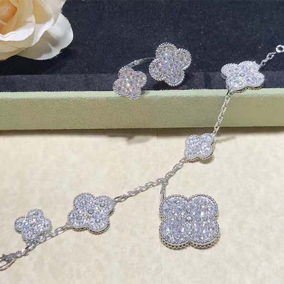 [Am jewelry]CLOVER 6 MOTIFS SILVER DIAMOND BRACELET