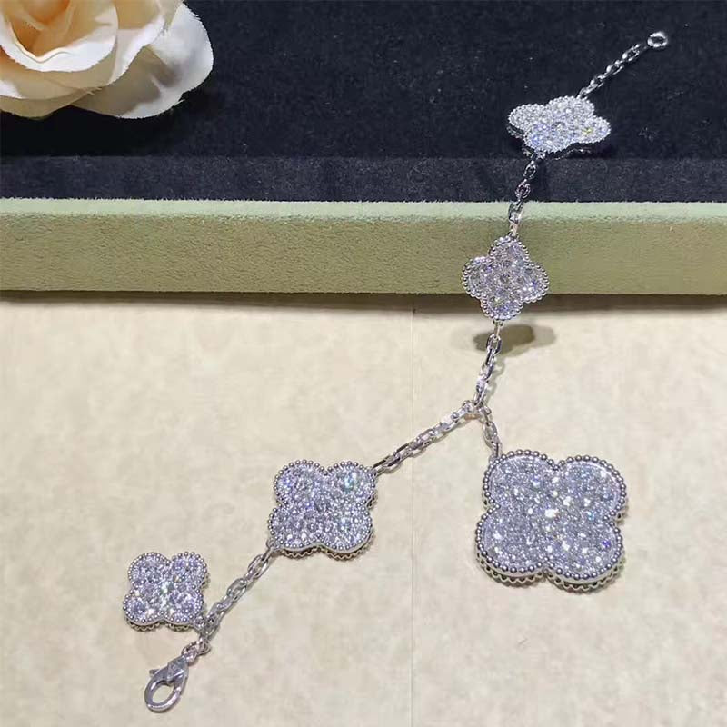 [Am jewelry]CLOVER 6 MOTIFS SILVER DIAMOND BRACELET