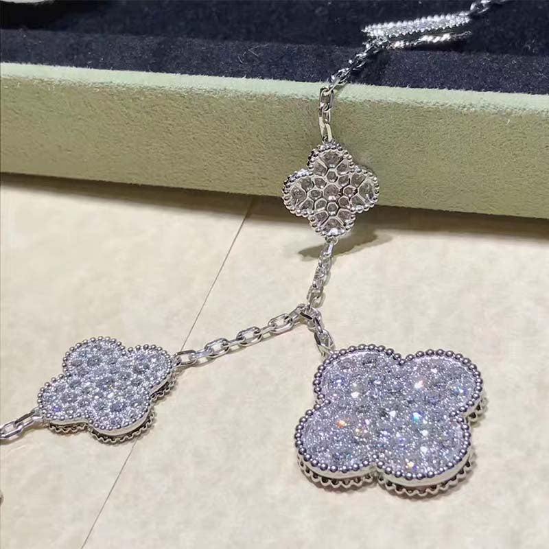 [Am jewelry]CLOVER 6 MOTIFS SILVER DIAMOND BRACELET