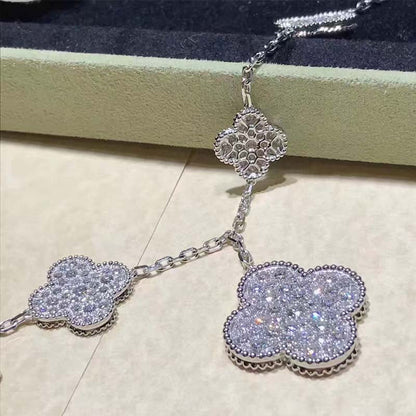 [Am jewelry]CLOVER 6 MOTIFS SILVER DIAMOND BRACELET