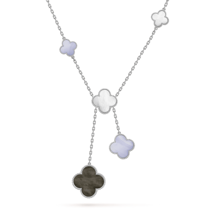 [Am jewelry]CLOVER MOP CHALCEDONY NECKLACE SILVER 6 MOTIF