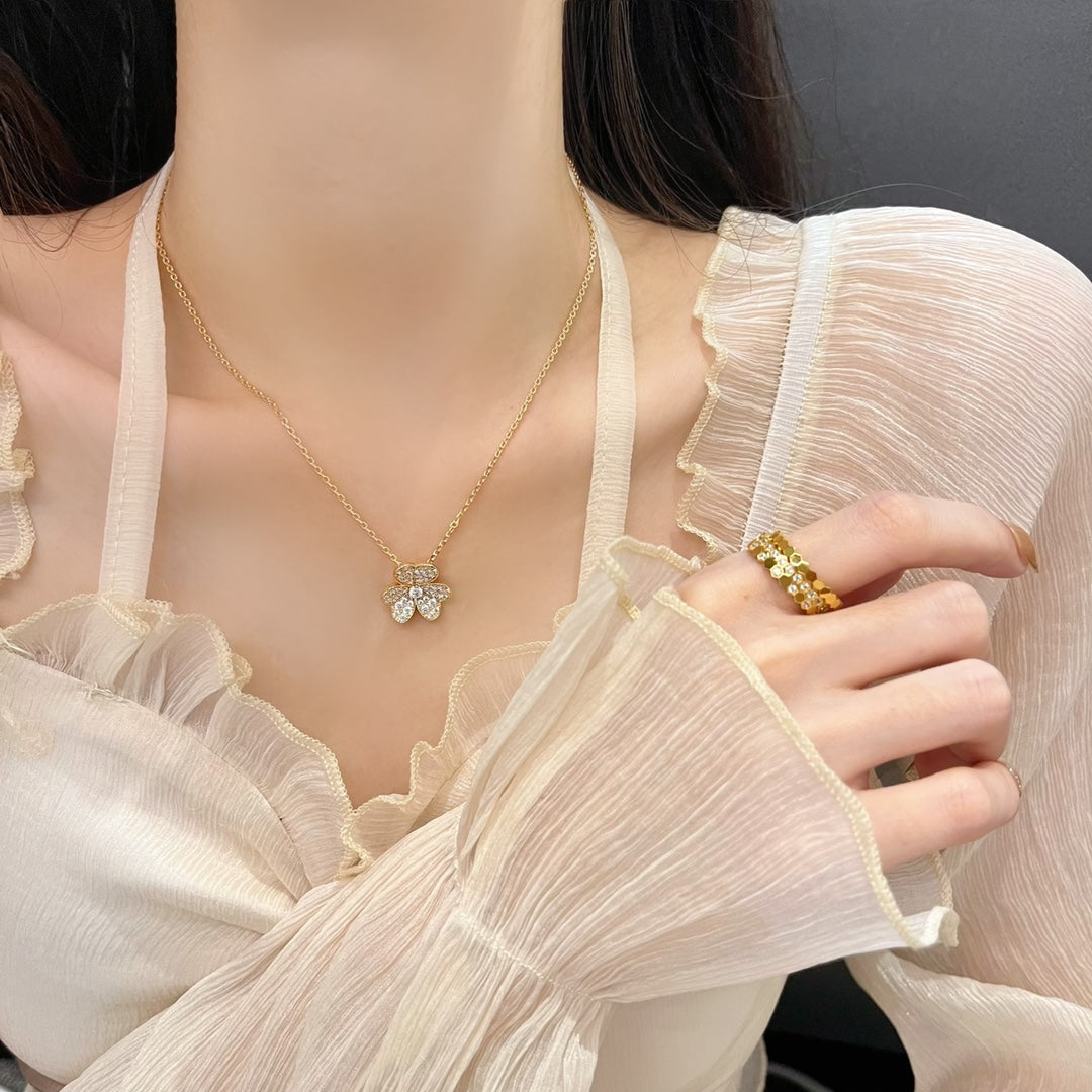 [Am jewelry]FLOWER DIAMOND NECKLACE