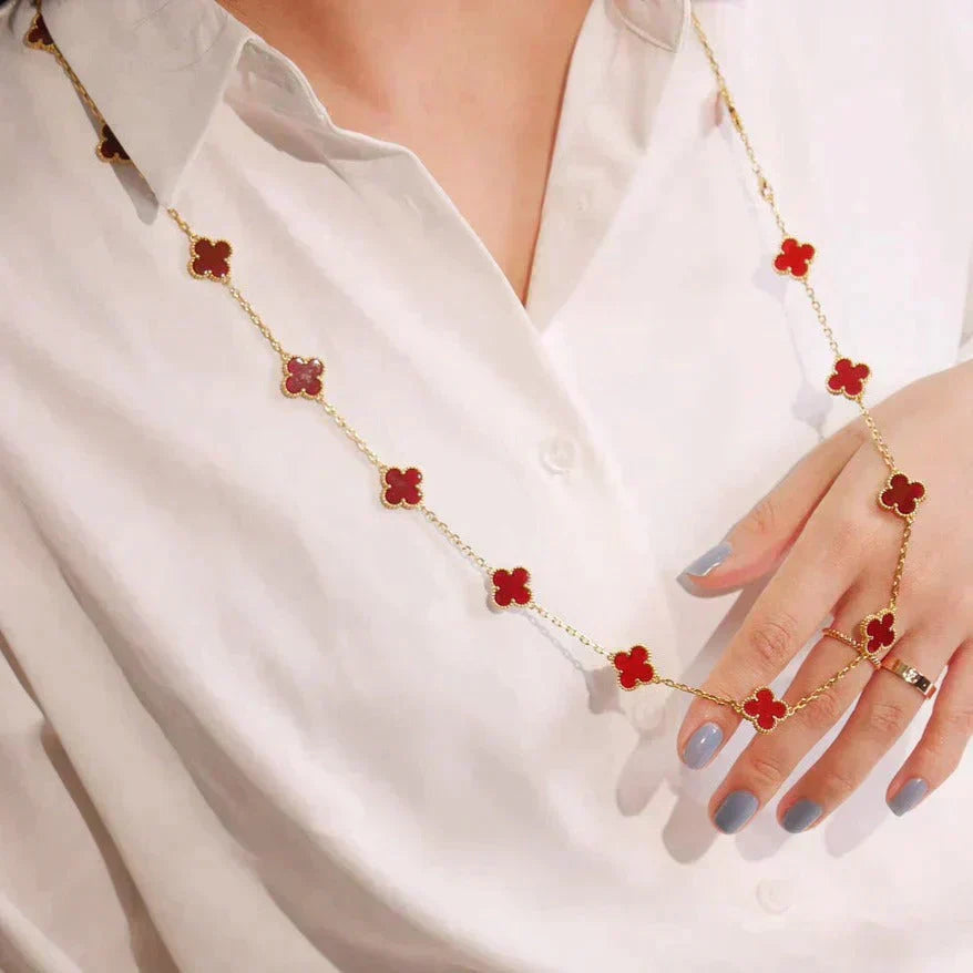 [Am jewelry]CLOVER 20 MOTIFS CARNELIAN NECKLACE