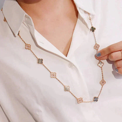 [Am jewelry]CLOVER 20 MOTIFS DARK MOP DIAMOND  NECKLACE