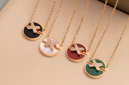 [Am jewelry]JEUX DE PINK GOLD DIAMOND NECKLACE