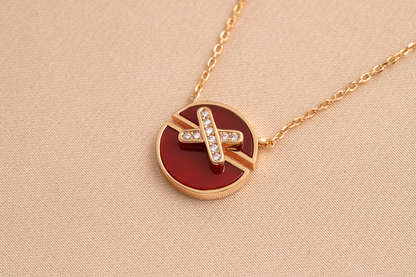 [Am jewelry]JEUX DE PINK GOLD DIAMOND NECKLACE