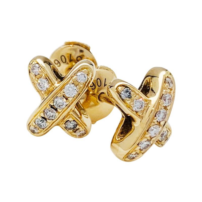 [Am jewelry]JEUX DE GOLD DIAMOND EARRINGS