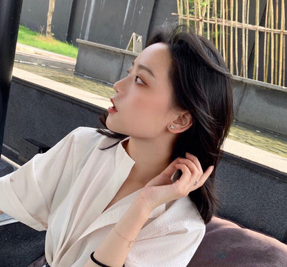 [Am jewelry]JEUX DE WHITE MOP ROSE GOLD DIAMOND EARRINGS