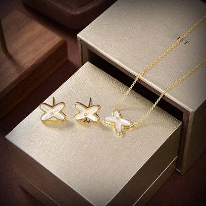 [Am jewelry]JEUX DE WHITE MOP GOLD DIAMOND EARRINGS