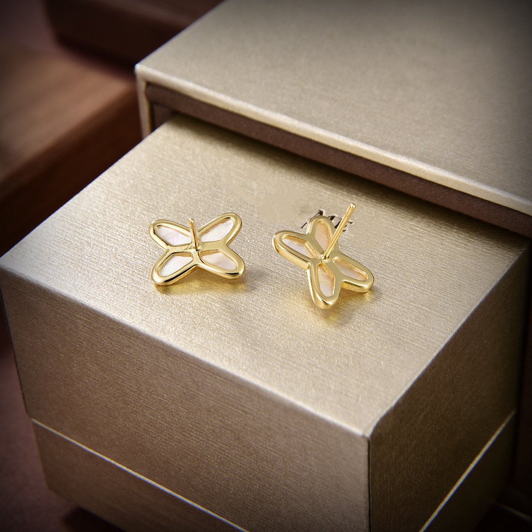 [Am jewelry]JEUX DE WHITE MOP GOLD DIAMOND EARRINGS