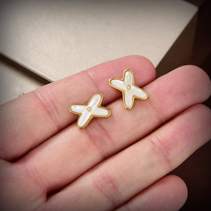 [Am jewelry]JEUX DE WHITE MOP GOLD DIAMOND EARRINGS