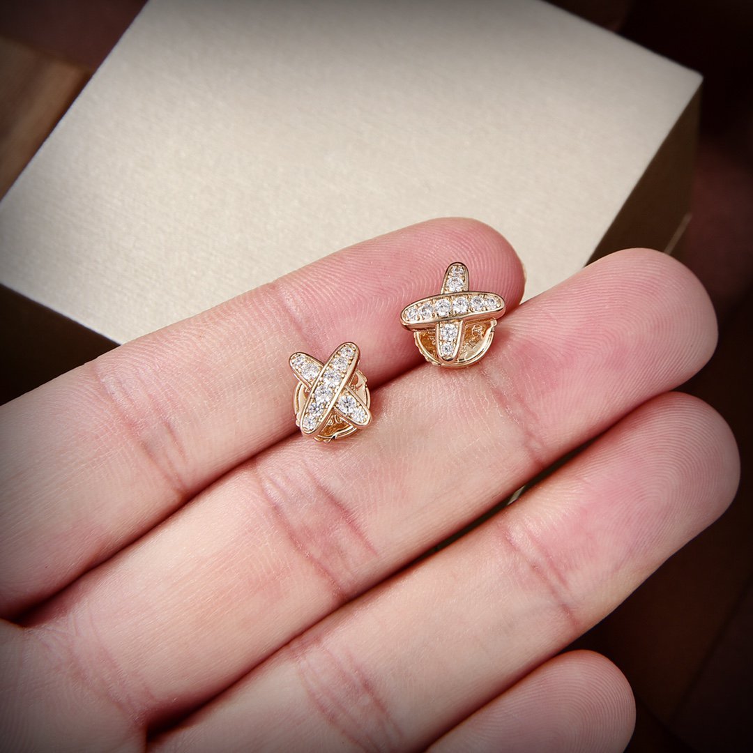 [Am jewelry]JEUX DE GOLD DIAMOND EARRINGS