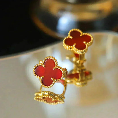 [Am jewelry]CLOVER MEDIUM 1 MOTIFS CARNELIAN  EARRINGS