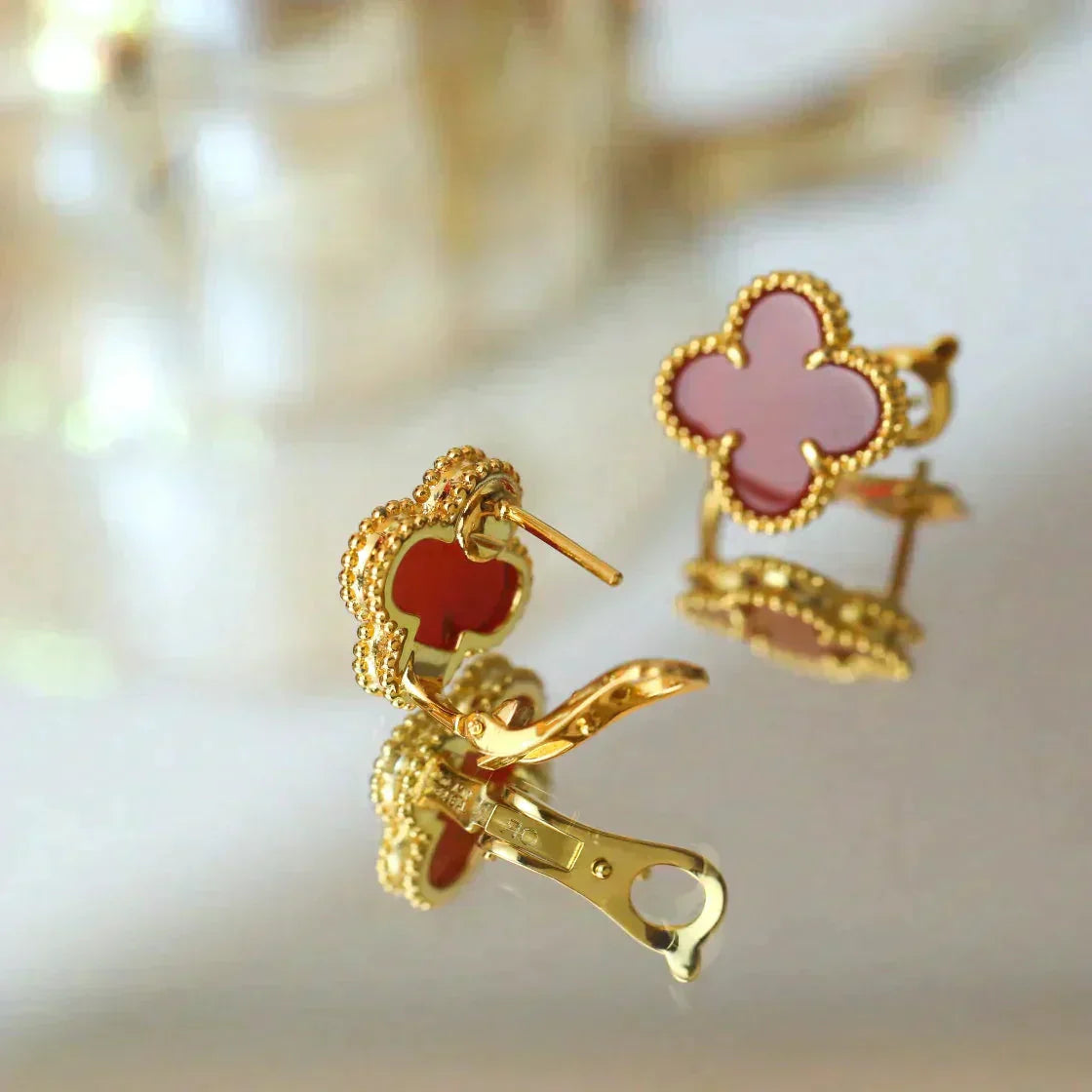 [Am jewelry]CLOVER MEDIUM 1 MOTIFS CARNELIAN  EARRINGS
