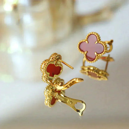 [Am jewelry]CLOVER MEDIUM 1 MOTIFS CARNELIAN  EARRINGS