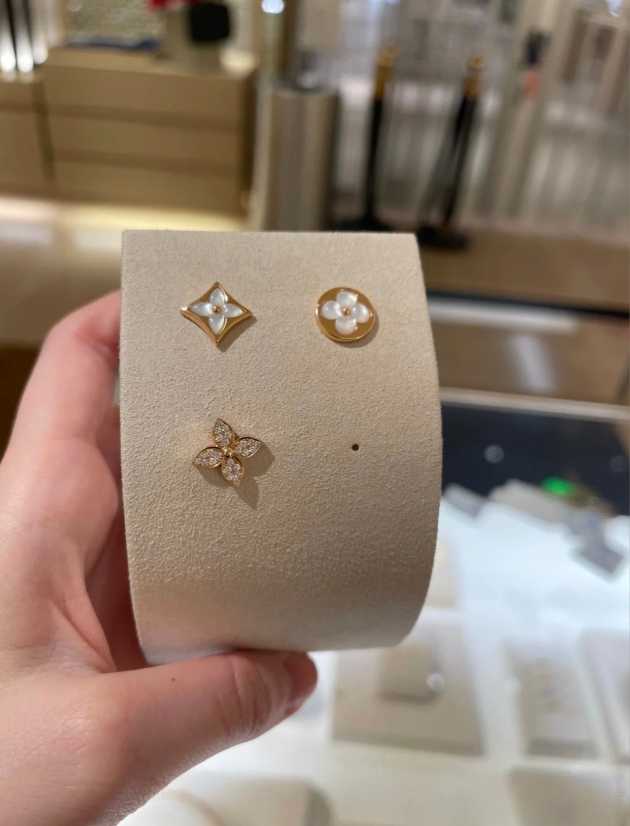 [Am jewelry]STAR BLOSSOM STUD EARRINGS PINK GOLD DIAMONDS