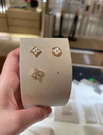 [Am jewelry]STAR BLOSSOM STUD EARRINGS PINK GOLD DIAMONDS