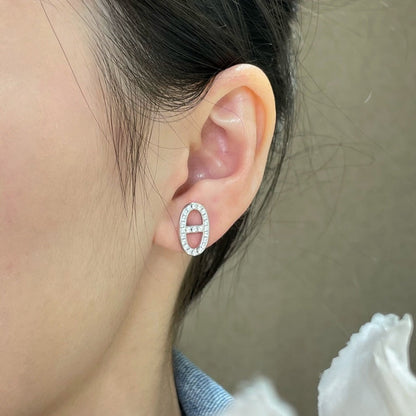 [Am jewelry]HM FULL DIAMOND PIG NOSE STUD EARRINGS