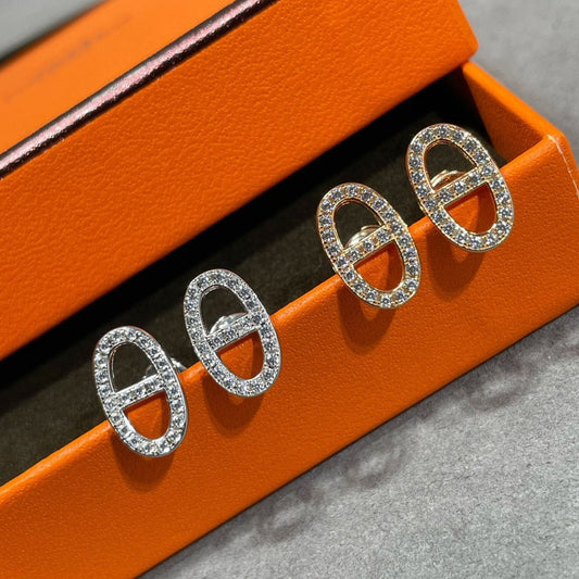 [Am jewelry]HM FULL DIAMOND PIG NOSE STUD EARRINGS