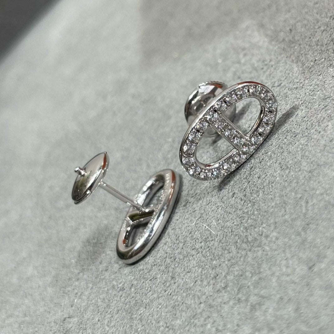 [Am jewelry]HM FULL DIAMOND PIG NOSE STUD EARRINGS