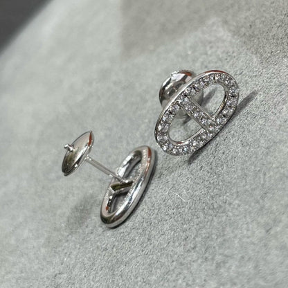 [Am jewelry]HM FULL DIAMOND PIG NOSE STUD EARRINGS