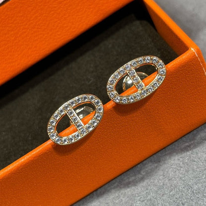 [Am jewelry]HM FULL DIAMOND PIG NOSE STUD EARRINGS