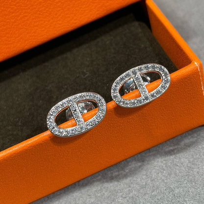 [Am jewelry]HM FULL DIAMOND PIG NOSE STUD EARRINGS