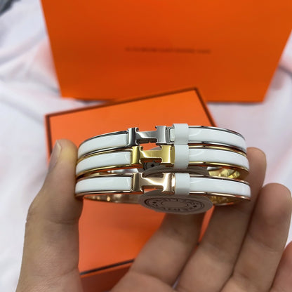 [Am jewelry]CLASSIC HM CLIC WHITE 8MM ENAMEL BRACELET