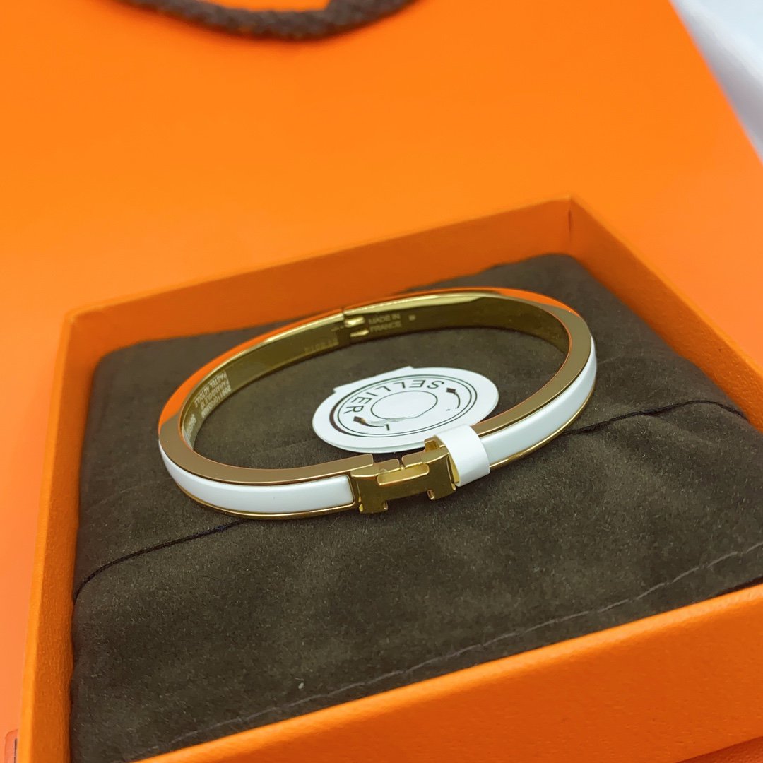 [Am jewelry]CLASSIC HM CLIC WHITE 8MM ENAMEL BRACELET