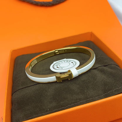 [Am jewelry]CLASSIC HM CLIC WHITE 8MM ENAMEL BRACELET