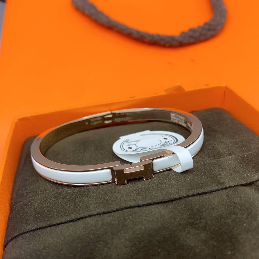 [Am jewelry]CLASSIC HM CLIC WHITE 8MM ENAMEL BRACELET