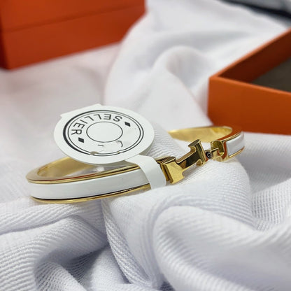[Am jewelry]CLASSIC HM CLIC WHITE 8MM ENAMEL BRACELET