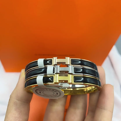 [Am jewelry]CLASSIC HM CLIC BLACK 8MM ENAMEL BRACELET