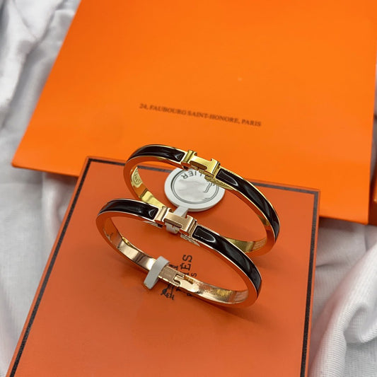 [Am jewelry]CLASSIC HM CLIC BLACK 8MM ENAMEL BRACELET