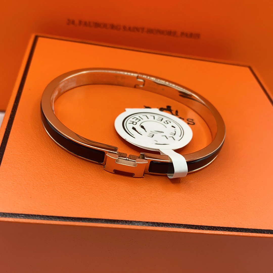 [Am jewelry]CLASSIC HM CLIC BLACK 8MM ENAMEL BRACELET