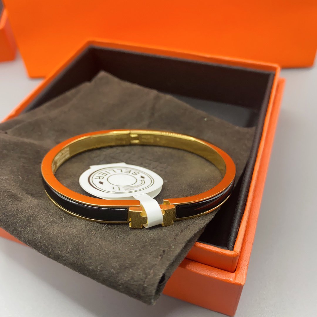 [Am jewelry]CLASSIC HM CLIC BLACK 8MM ENAMEL BRACELET