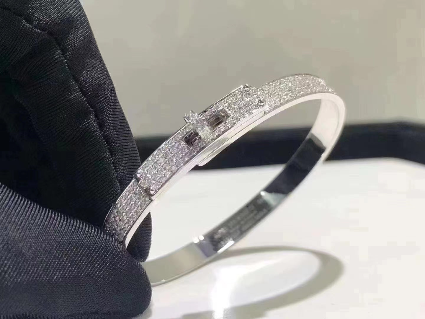 [Am jewelry]HM KELLY BRACELET IN SILVER AND FULL PAVE DIAMOND