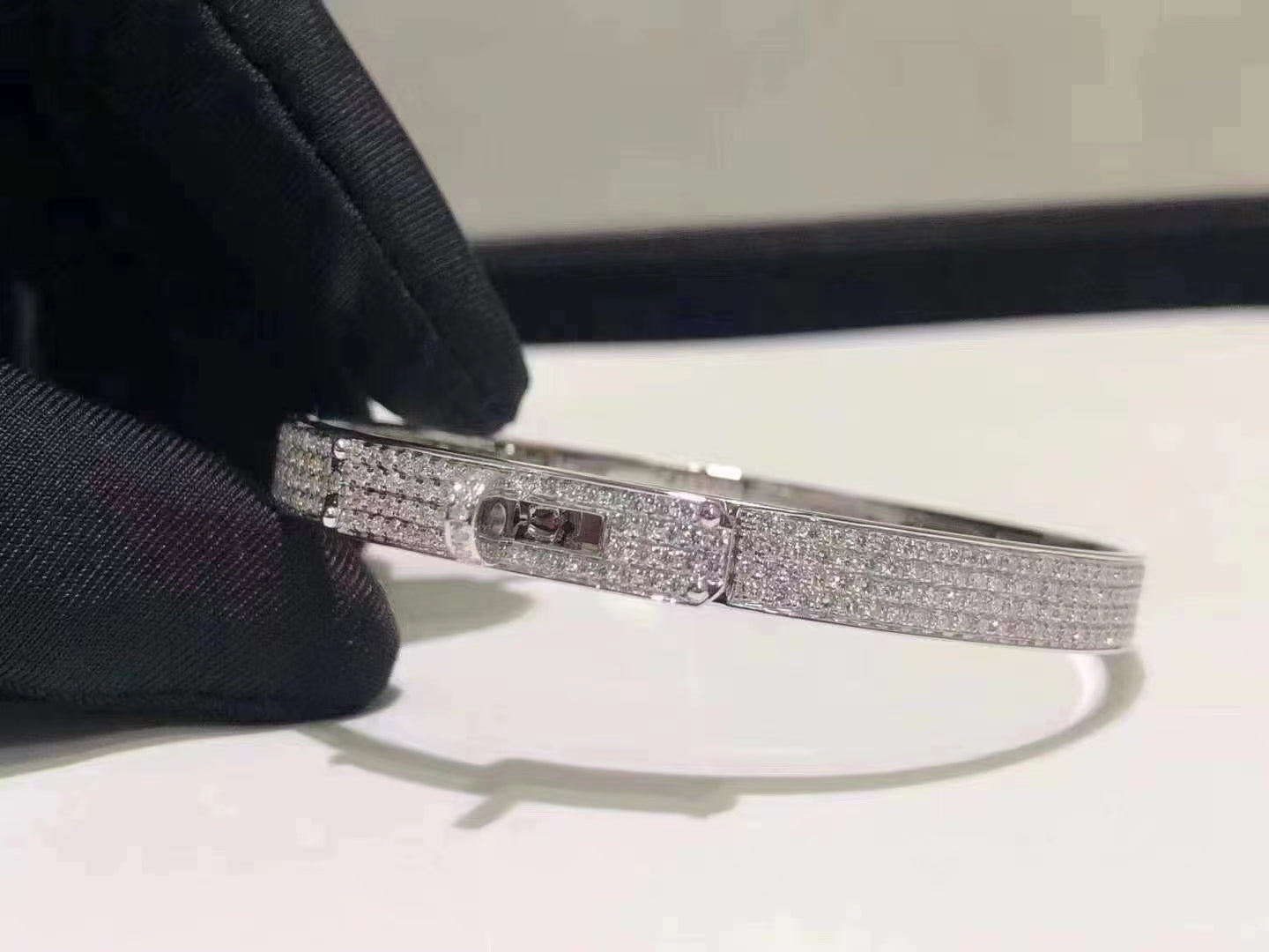 [Am jewelry]HM KELLY BRACELET IN SILVER AND FULL PAVE DIAMOND