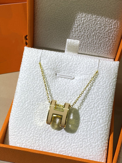 [Am jewelry]HM CLIC YELLOW ENAMEL GOLD NECKLACE