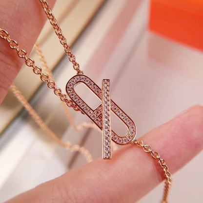 [Am jewelry]HM FIRE PIG NOSE NECKLACE TRENDY STREET