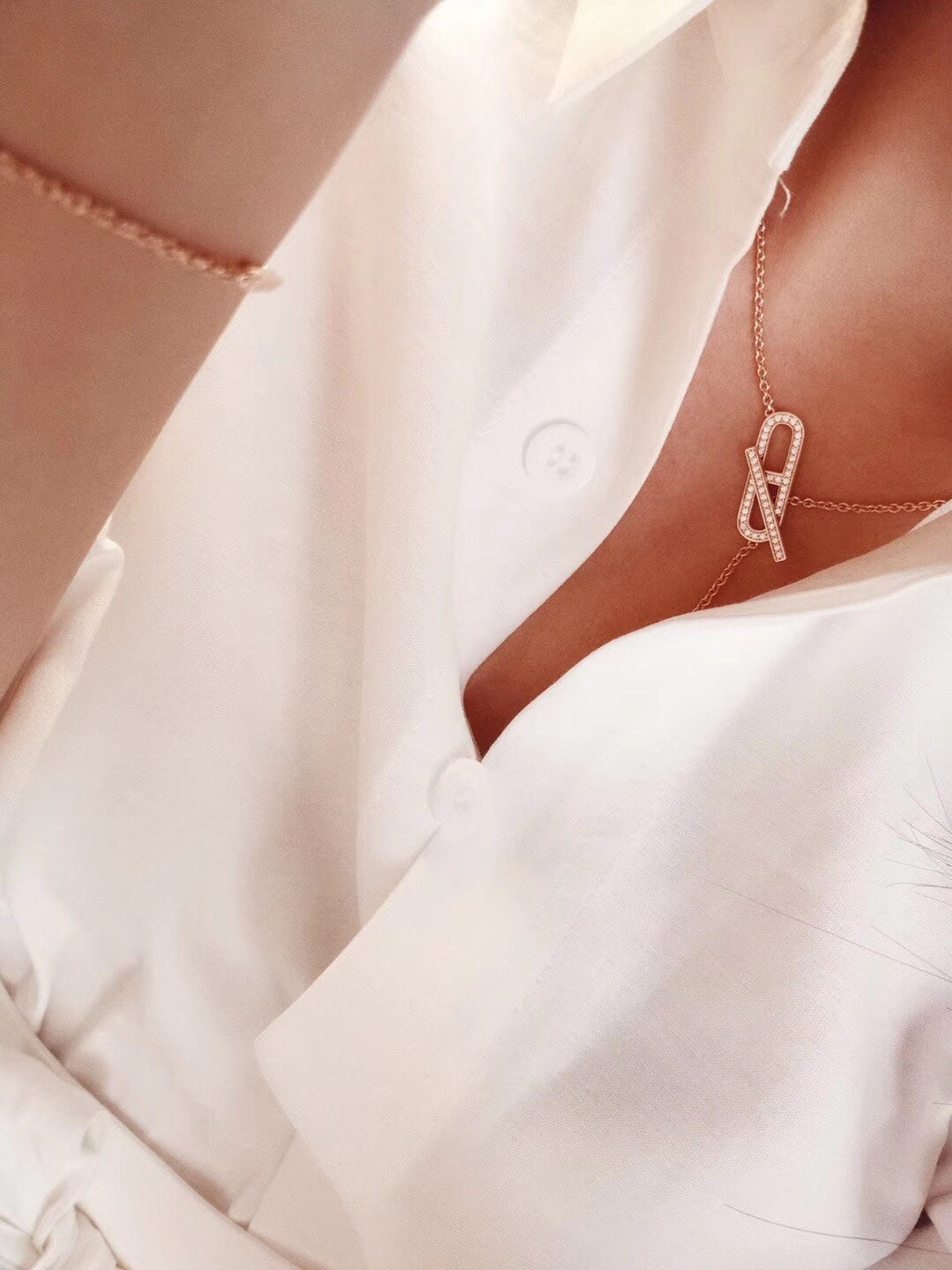 [Am jewelry]HM FIRE PIG NOSE NECKLACE TRENDY STREET