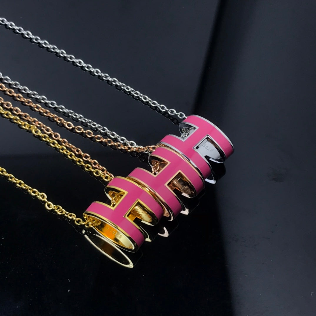 [Am jewelry]H NECKLACE PINK